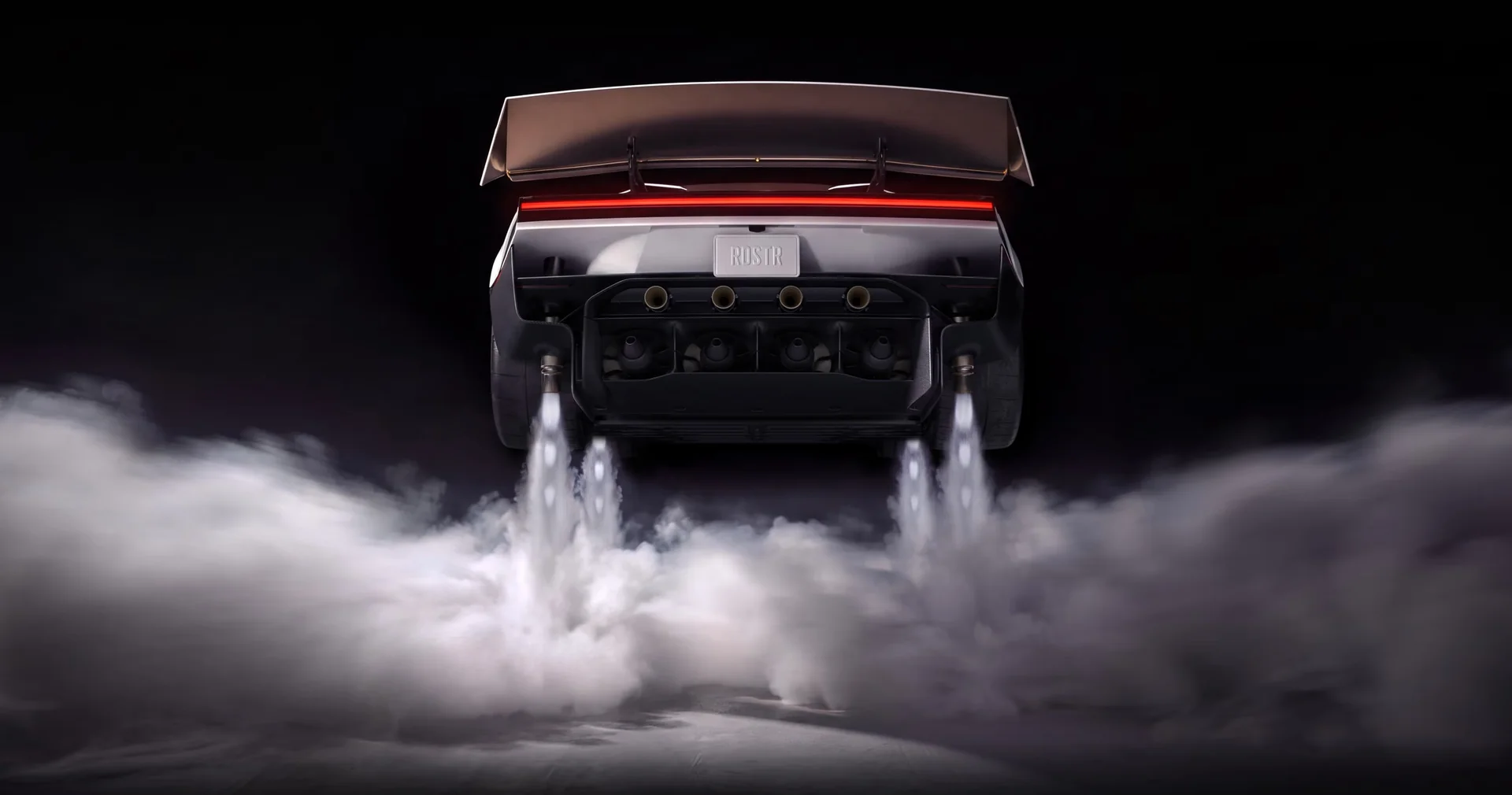 Tesla Roadster elevado con chorros de gas bajo la carrocería